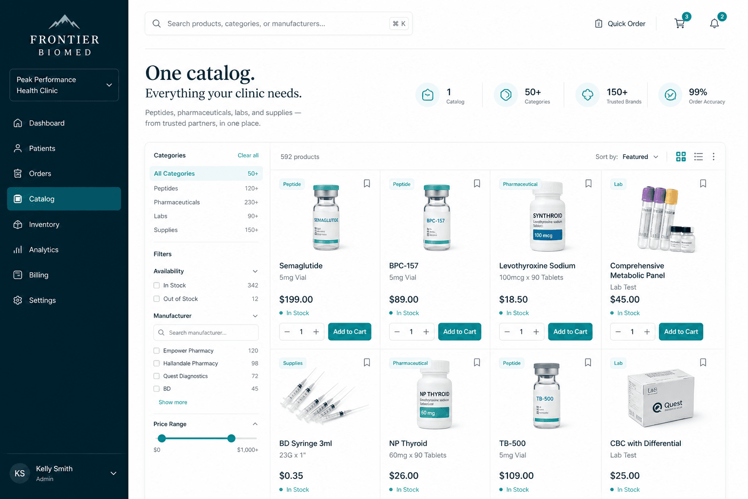 Frontier unified product catalog replacing multiple supplier portals